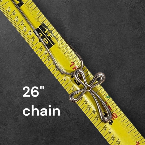 Vintage Sterling Silver Cross Pendant on Italy Snake Chain Necklace 925 Christ - Picture 7 of 7